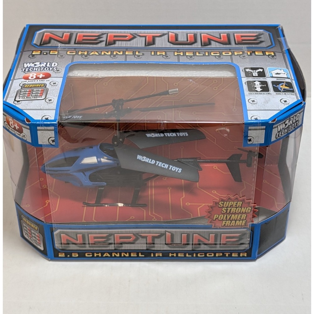 Neptune Blue 2.5 Channel IR Helicopter / World Tech Toys NIB Batteries Not Incl.